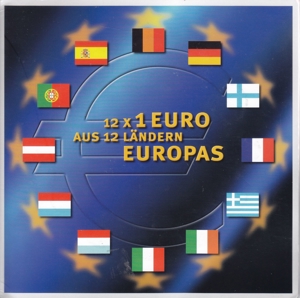 Einführung des Euro - 12 x 1 EUR Münze aus den 12 EU Ländern