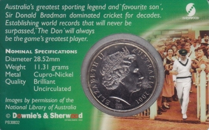 Australien Cricket Star Sir Donald Bradmann, Coincard Sonderedition Ausgabe 2001 Bild 2