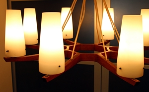 Teak Holz Deckenleuchte Lüster Tütenlampe Sternlampe danish Design 8 Flammig 60er Jahre Bild 7