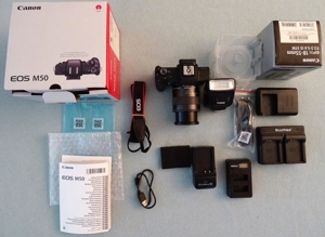 Canon EOS M50 Body, 24 MP, Objektiv, Blitzgerät, Zubehör Bild 4