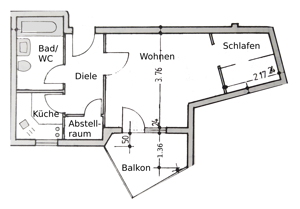 Göppingen Privatverkauf gepflegte 1, 5-Zimmer Wohnung, Balkon, EBK, Keller, TG, Hausmeisterservice Bild 6