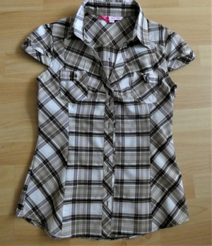 Bluse Gr. M/38 braun-beige-kariert / Taliert / Tally Weijl