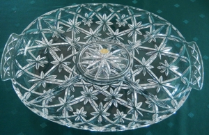 Bleikristall Platte / Schale mit Einteilungen und Deckeldose im Innenteil Bild 1