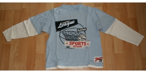 Blaues Langarm-Shirt - Größe 128 - "Basketball League" - wie NEU