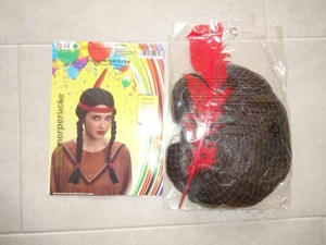 Indianerperücke mit roter Feder zu verkaufen *neu*