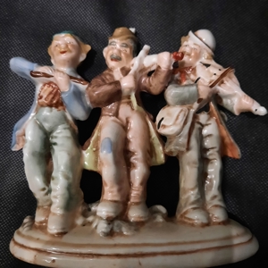 Alte Nippes Porzellan Figur Trio Musik Clowns um 1930 bemalt Bild 5