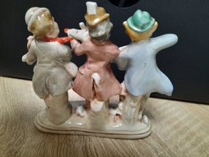 Alte Nippes Porzellan Figur Trio Musik Clowns um 1930 bemalt Bild 3