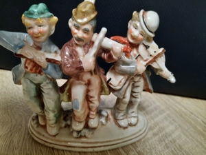Alte Nippes Porzellan Figur Trio Musik Clowns um 1930 bemalt