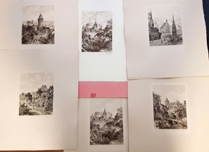 Set Radierung Grafik Nürnberg Kaiserburg Altstadt Frauenkirche Ritter Lorenz Kupferstich