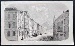 Das Tiroler Landtagsgebäude in Innsbruck Holzstich um 1860 antik