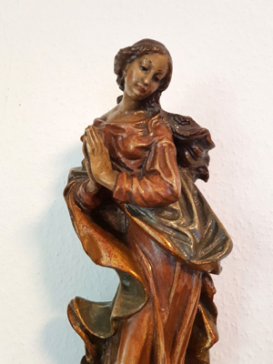 Heilige Maria Mond Drachen Statue Holz massiv Jungfrau Germanin Melitta, Isis, Freya, Spenta Amariti Bild 4