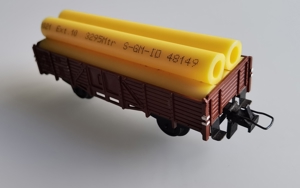 Trix Express H0 3451 offener Güterwagen Linz Ladegut mit Rohre Waggon Eisenbahn Bild 1