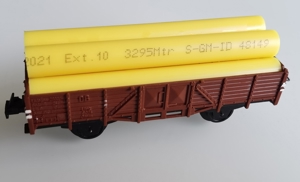 Trix Express H0 3451 offener Güterwagen Linz Ladegut mit Rohre Waggon Eisenbahn Bild 4