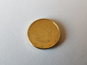 Finnland / Euro - Seltene 1 Cent-Münze 2004 VERGOLDET