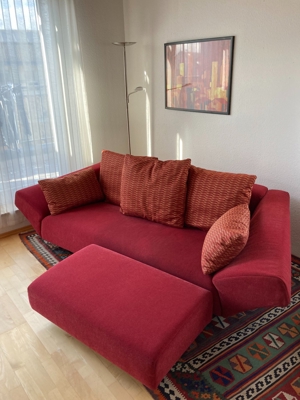 Sofa - ausgefallener, sehr bequemer, rubinroter Rolf Benz Designer Dreisitzer - kaum benutzt ! Bild 1