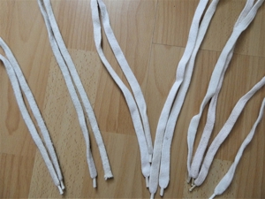 3 Paar Schnürsenkel weiß / Baumwolle/Polyester für Turnschuhe Bild 2