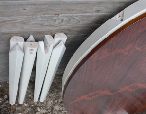 Runder Holztisch, schönes rotbraunes Furnier, Ø110 cm, ausziehbar auf 160 cm Bild 4