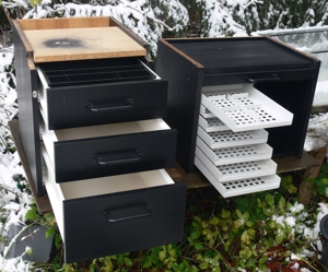 Schreibtisch-Unterbau-Elemente, schwarz, mit 3 Schubladen + 7 Papierablagen, IKEA Bild 2