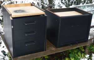 Schreibtisch-Unterbau-Elemente, schwarz, mit 3 Schubladen + 7 Papierablagen, IKEA Bild 4