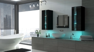 Badezimmermöbel Badmöbel Badeschrank Badezimmerschrank Hochglanz Alius 41 Bild 7