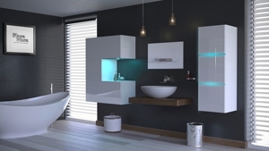 Badezimmermöbel Badmöbel Badeschrank Badezimmerschrank Hochglanz Alius 48 Bild 2