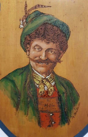 Bayern Tracht Holz Bild Schnitzerei Dirndl Trachtenhut Dekoration Kunst Handarbeit Bild 3
