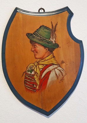 Bayern Tracht Holz Bild Schnitzerei Dirndl Trachtenhut Dekoration Kunst Handarbeit Bild 4