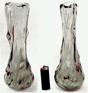 schwere dickwandige Design-Glasvase mit Tropfen an der Außenrundung - ca. 27,5 cm Bild 2