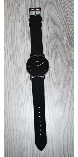Regent BA-630 Damen Armbanduhr Analog Damenuhr schwarz Quartz Microfaser Textilarmband NEU Bild 2