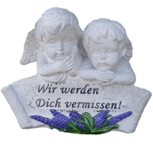 Engel Grabschmuck Grabdekoration Engelspaar, Wir werden Dich vermissen. Kindergrab Engelfiguren Bild 3