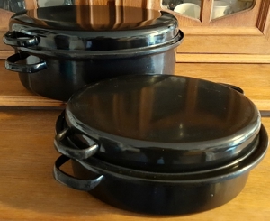 2 ovale Bräter / Schmortöpfe in unterschiedlichen Farben und Größen, mit Deckel Bild 2