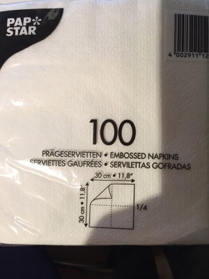 13 x 100 Servietten, weiß, 300 x 300 mm, 1-lagig