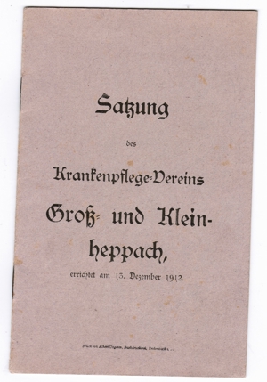 Satzung des Krankenpflege-Vereins Groß und Kleinheppach anno 1912, no PayPal Bild 1