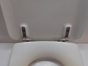 GEBERIT-WC-Deckel, weiss, Top-Qualität, sehr stabil und gut erhalten, mit NIRO-Scharnieren Bild 3