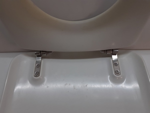 GEBERIT-WC-Deckel, weiss, Top-Qualität, sehr stabil und gut erhalten, mit NIRO-Scharnieren Bild 8