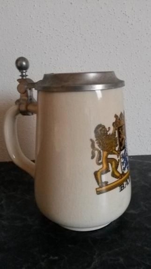 Bierkrug Krug Bayern mit Deckel Bild 3