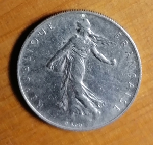 1 Franc silber von 1960 - Münze Geld Frankreich Bild 3