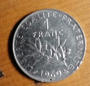 1 Franc silber von 1960 - Münze Geld Frankreich Bild 1