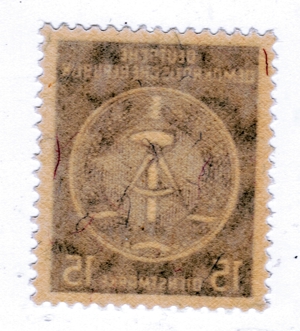 DDR, Dienstmarke, 15 Pfennig, Zirkel links, Hintergrund Striche Bild 3
