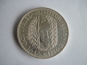 5 DM Gedenkmünze Friedrich Wilhelm Leibniz 1966 D in 625er Silber Bild 1