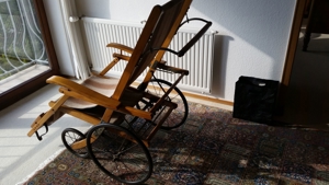 Rollstuhl  Krankenstuhl  Deckchair antik ca 1900 Bild 2