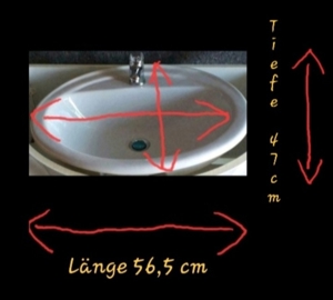 1-2 Waschbecken weiss 47 cm x 56,5 cm Bad mit 2 x Mischbatterien Bild 1