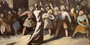 Macht des Kreuzes Ölgemälde Hans Freese 1941 Kruzifix Luther Drama Propheten antik Bild 3