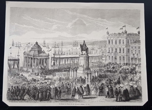 Ankunft der Königin Pia von Portugal in Lissabon Holzstich um 1860 Arrival of Queen Pia in Lisbon