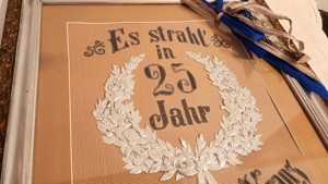 Silberne Hochzeit Stickbild Jugendstil Jubiläum 25 Jahre Spickelbild Lorbeerkranz Tracht Bild 6