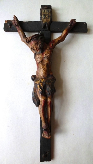 6 x Religiös, uralt Kreuz, Skulptur um 1800, uraltes Gemälde Ölgemälde sig. Bild 4