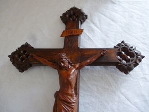 6 x Religiös, uralt Kreuz, Skulptur um 1800, uraltes Gemälde Ölgemälde sig. Bild 10