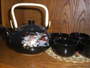 Teekanne "Asia" mit 4 Teeschälchen dazu, Farbe: schwarz Bild 2