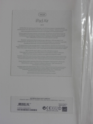 APPLE MD788FD/B iPad Air Wi-Fi ohne UMTS 16GB Silver OVP! Neu! Bild 12