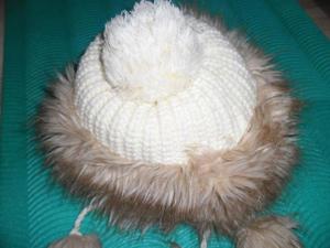 Damen Echtes Leder Hut & Russische Mütze mit Fellrandgestrickte Bild 3